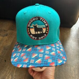 Dale Brisby Rodeo Time Sunset Santa Fe Teal Snapback Hat Bull Patch Est 2013
